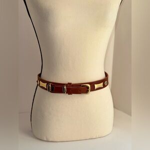 INIFINITY tan and‎ gold leather belt size 36